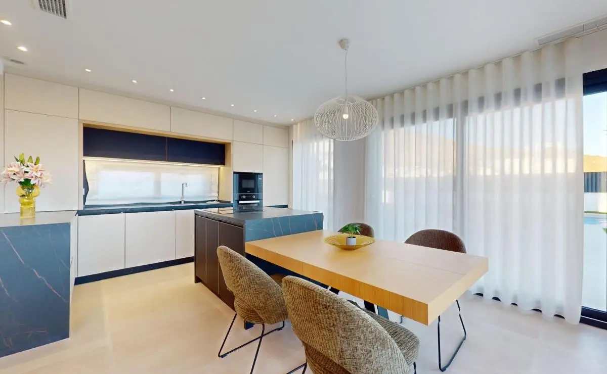 Open-plan kitchen in Immosol’s Las Bellas Luxury Villas development